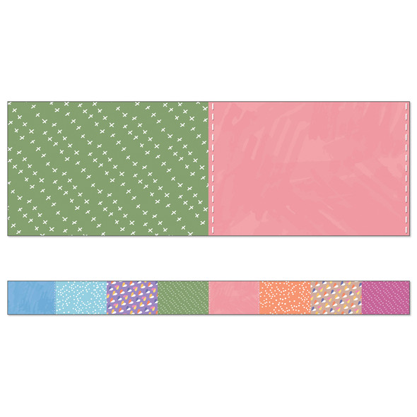 Crafty and Cool Patchwork Straight Bulletin Board Borders, 36 Feet Per Pack, 6 Packs