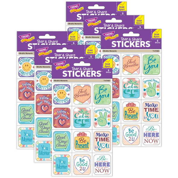 Mindful Moments Tear & Share Stickers™, 60 Per Pack, 6 Packs
