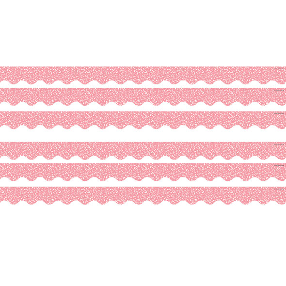 Composition Pink Scalloped Border Trim, 35 Feet Per Pack, 6 Packs