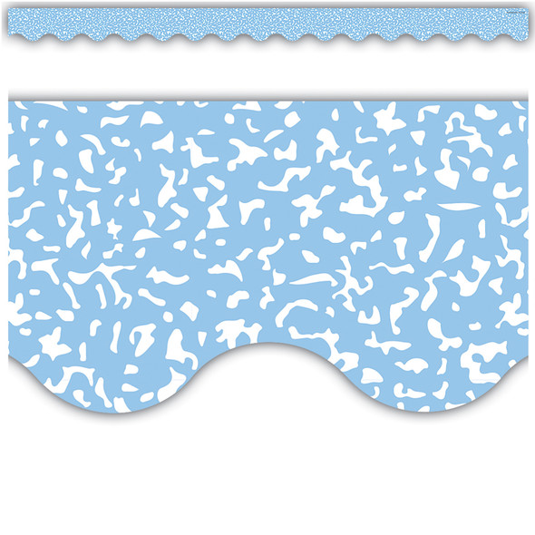 Composition Blue Scalloped Border Trim, 35 Feet Per Pack, 6 Packs