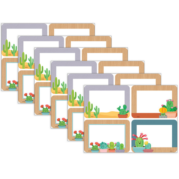 Happy Cactus Crew Name Tags/Labels, Multi-Pack, 3-1/2" x 2-1/2", 36 Per Pack, 6 Packs