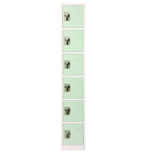 Steel Storage Locker, 6 Compartment, 12 x 12 x 72, Misty Green