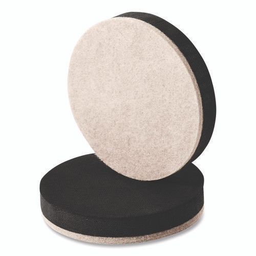 Furniture Sliders, 3.5" dia, Black/Beige, 16/Pack