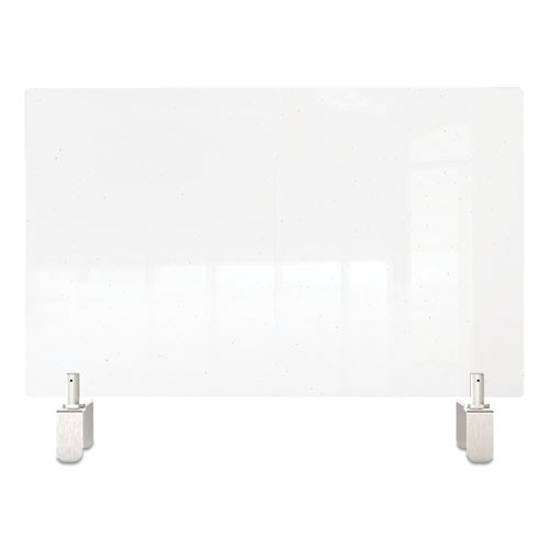 Clear Partition Extender with Attached Clamp, 42 x 3.88 x 30, Thermoplastic Sheeting