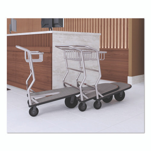 Nesting Luggage Cart with Carpeted Platform, 300 lb Capacity, 27 x 37 x 37.5, Silver/Black