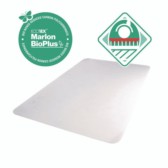 Ecotex Marlon BioPlus Rectangular Polycarbonate Chair Mat for Low/Medium Pile Carpets, Rectangular, 45" w  x 53" l, Clear