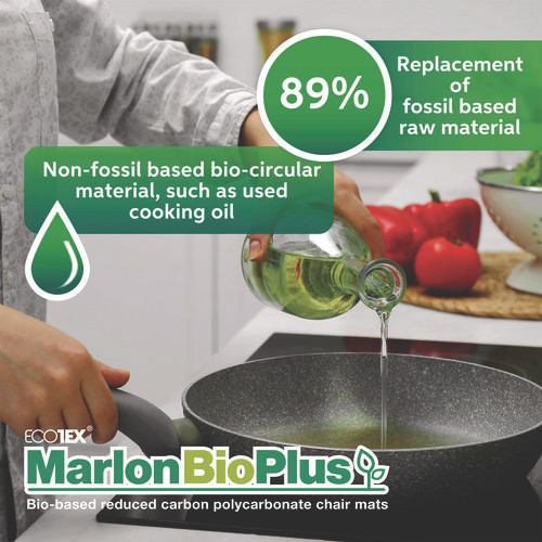 Ecotex Marlon BioPlus Rectangular Polycarbonate Chair Mat for Low/Medium Pile Carpets, Rectangular, 45" w  x 53" l, Clear