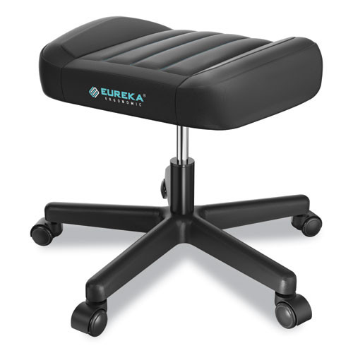 Footstool with Wheels, 19.25 x 17.38 x 14.63 to 17.75, Black