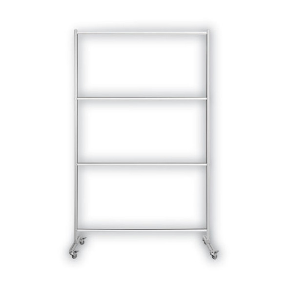 Protector Series Mobile Glass Panel Divider, 49 x 22 x 69, Clear/Aluminum