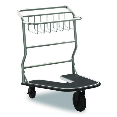 Nesting Luggage Cart with Rubber Platform, Capacity, 300 lb Capacity, 27 x 37 x 37.5, Silver/Black