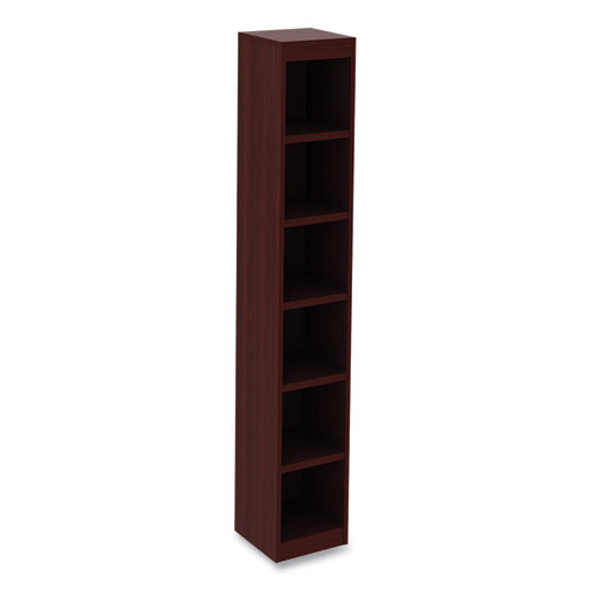 Alera Valencia Series Narrow Profile Bookcase, Six-Shelf, 11.81w x 11.81d x 71.73h, Mahogany