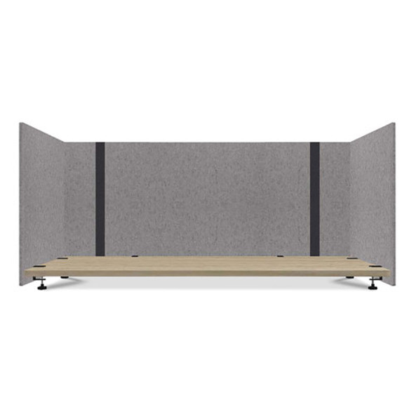 Adjustable Desk Screen with Returns, 48 to 78 x 29 x 26.5, Polyester, Gray
