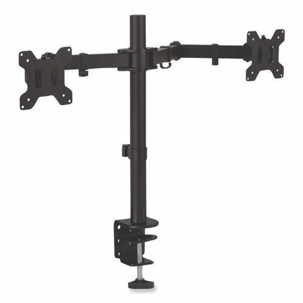 Full Motion Dual Monitor Desktop Mount, For 17" to 27" Monitors, 360 Degree Rotation, +/-90 Degree Tilt, Black, Supports 22lb