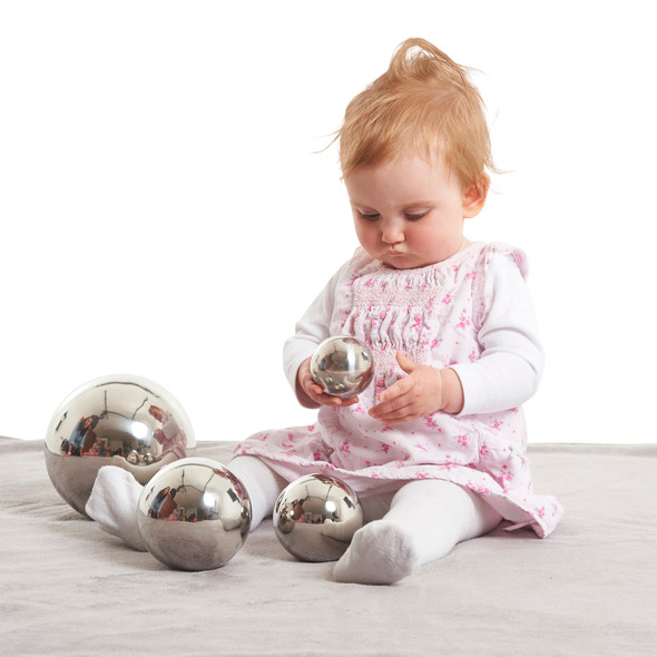 Sensory Reflective Balls - Silver - Set of 4 Sensory Reflective Balls - Silver - Set of 4