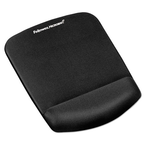 PlushTouch Mouse Pad with Wrist Rest, 7.25 x 9.38, Black