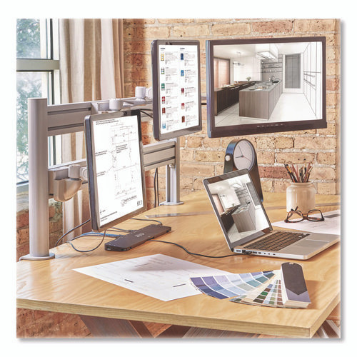 Dual-Extension Monitor Mount for Slat Wall System for 32" TVs, 4.9w x 4.7d x 20.5h, Silver, Supports 22 lb