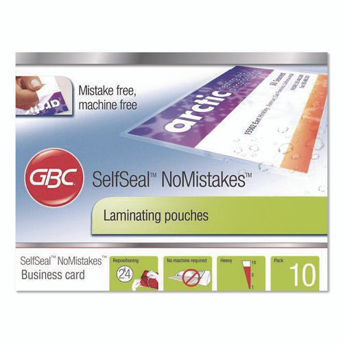 SelfSeal NoMistakes Repositionable Self-Adhesives, 8 mil, 3.75" x 2.56", Gloss Clear, 10/Pack