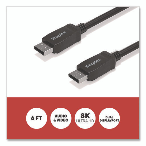 8K DisplayPort to DisplayPort Audio/Video Cable, 6 ft, Black