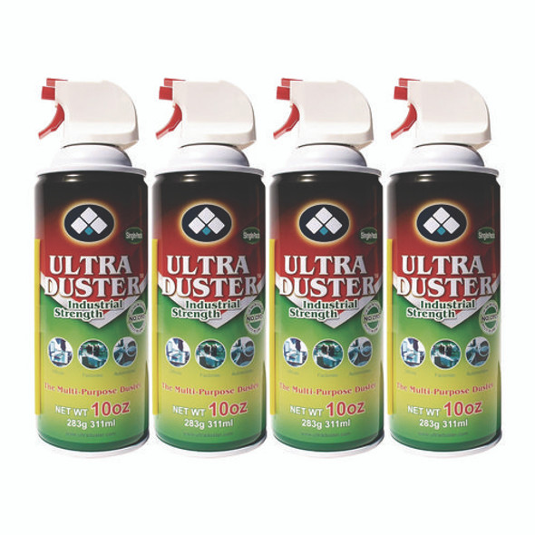 Ultra Duster Industrial Strength Air Duster, 10 oz Can, 4/Pack