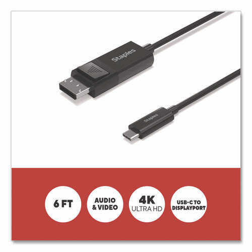 USB-C to DisplayPort Audio/Video Cable, 6 ft, Black