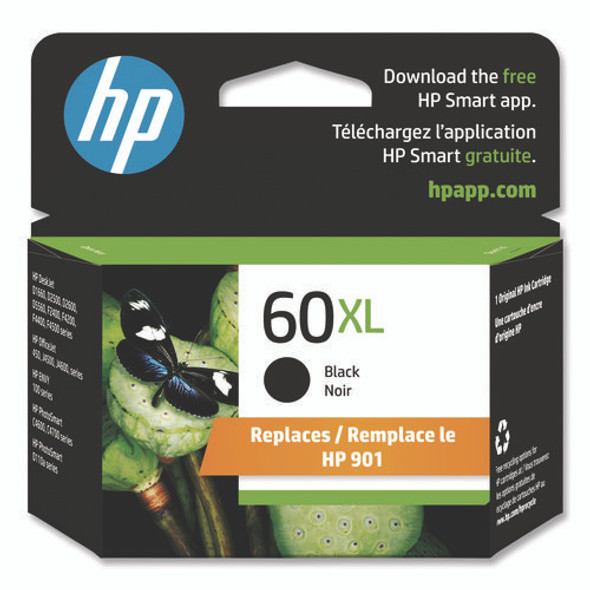 HP 60XL, (CC641WN) High-Yield Black Original Ink Cartridge
