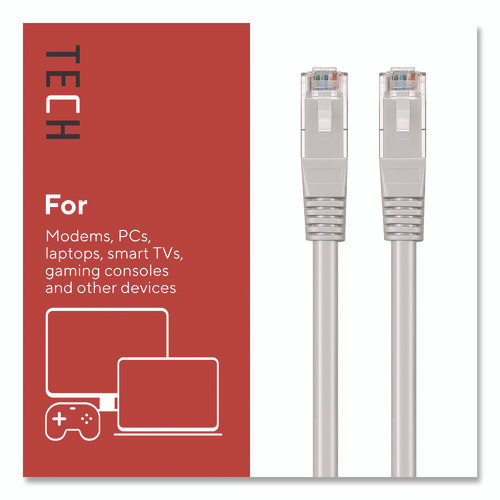 CAT6 Ethernet Cable, 50 ft, Gray