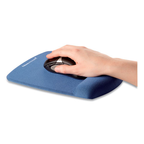PlushTouch Mouse Pad with Wrist Rest, 7.25 x 9.38, Blue