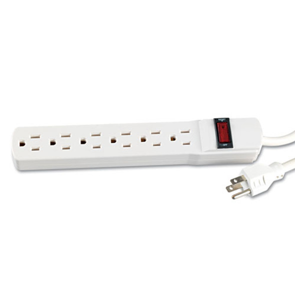 Power Strip, 6 Outlets, 6 ft Cord, Ivory