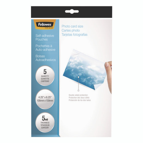 Self-Adhesive Laminating Pouches, 5 mil, 4.25" x 6.25", Gloss Clear, 5/Pack