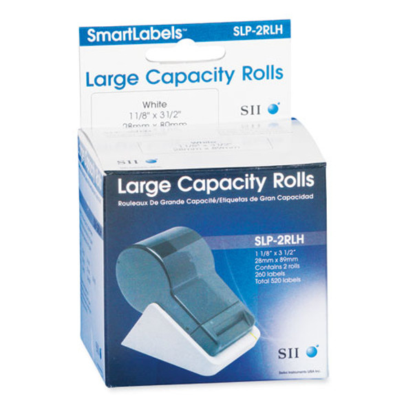 SLP-2RLH Self-Adhesive Address Labels, 1.12" x 3.5", White, 260 Labels/Roll, 2 Rolls/Box