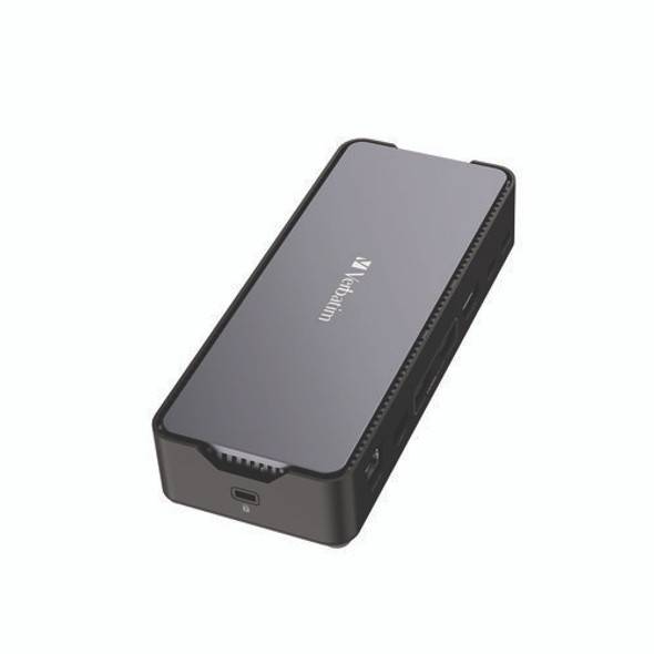 USB-C Pro Docking Station 15-in-1, Audio/DisplayPort/HDMI/Micro SD/RJ45/SD/USB-A/USB-C, Gray