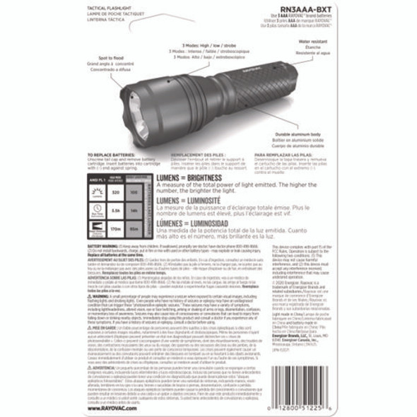LED Aluminum Flashlight, 3 AAA Batteries (Included), Black