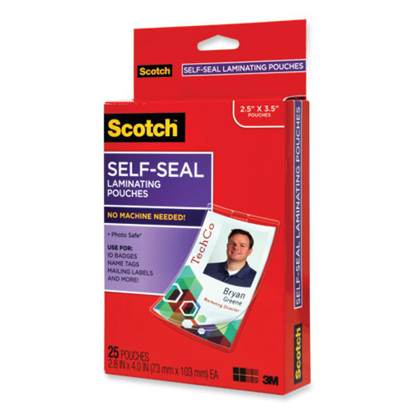 Self-Sealing Laminating Pouches, 12.5 mil, 2.31" x 4.06", Gloss Clear, 25/Pack Self-Sealing Laminating Pouches, 12.5 mil, 2.31" x 4.06", Gloss Clear, 25/Pack