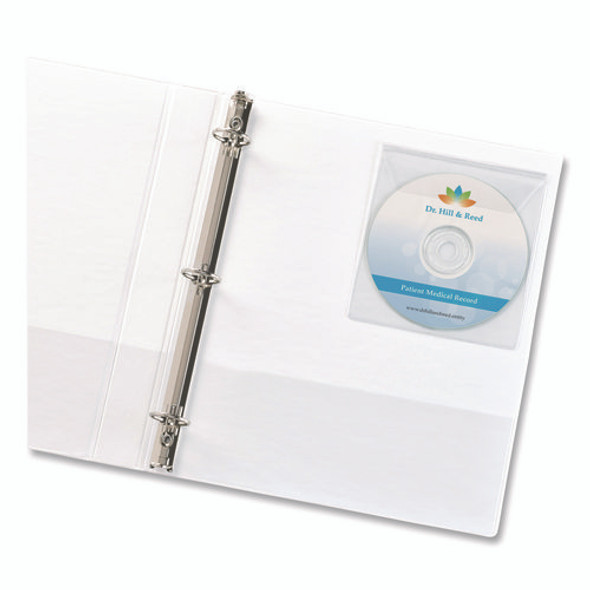 Self-Adhesive Media Pockets, 1 Disc Capacity, Clear, 10/Pack