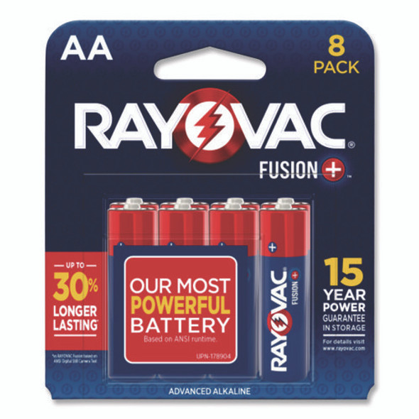 Fusion Performance Alkaline AA Batteries, 8/Pack