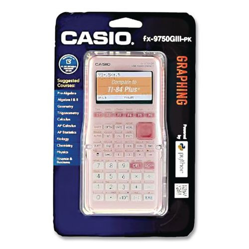 FX-9750GIII 3rd Edition Graphing Calculator, 21-Digit LCD, Pink