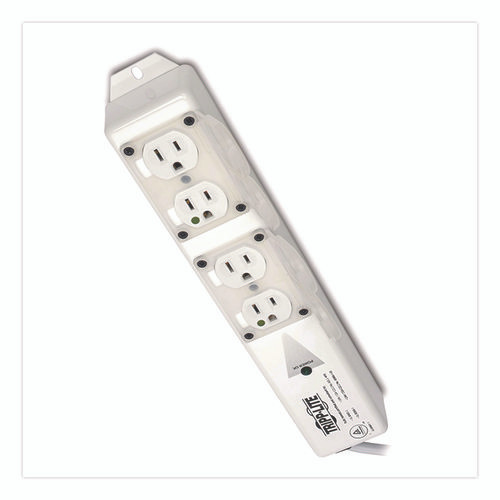 Medical-Grade Surge Protector with Antimicrobial Protection for Patient-Care Vicinity, 4 Outlets, 15 ft Cord, 1,410 J, White