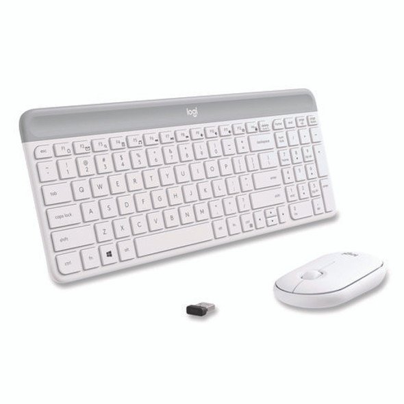 MK470 Slim Wireless Keyboard and Mouse Combo, 2.4 GHz/33 ft Wireless Range, Off-White