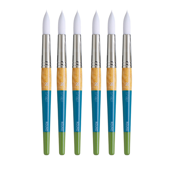 Snap! Round Brush, Synthetic Bristles, Short Handle Mixed Media Paintbrush, Multicolor, Size 2/0, Pack of 6