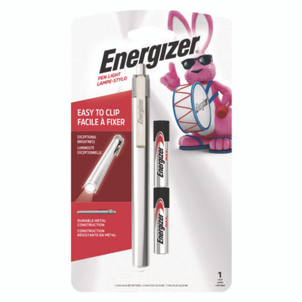LED Pen Light, 2 AAA Batteries (Included), Silver/Black