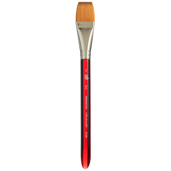 Velvetouch Wash Brush, Synthetic Bristles, Short Handle Mixed Media Paintbrush, Scarlet, Size 1 inch, 1 Count
