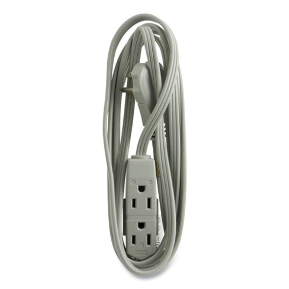 Power Strip, 3 Outlets, 8 ft Cord, Gray