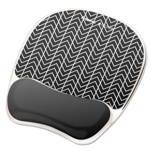 Photo Gel Mouse Pad with Wrist Rest with Microban Protection, 7.87 x 9.25, Chevron Design