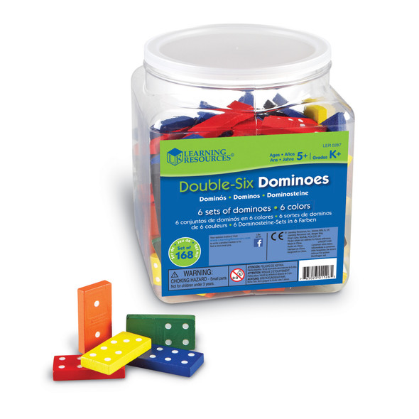 Double-Six Colored Dominoes in a Bucket, Set of 168 Double-Six Colored Dominoes in a Bucket, Set of 168