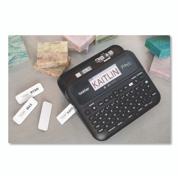 TC Tape Cartridge for P-Touch Labelers, 0.37" x 25.2 ft, Black on White