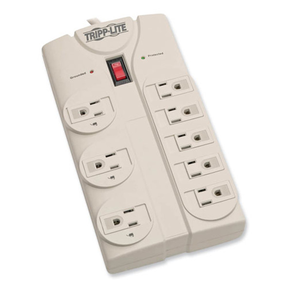 Protect It! Surge Protector, 8 AC Outlets, 8 ft Cord, 1,440 J, Light Gray