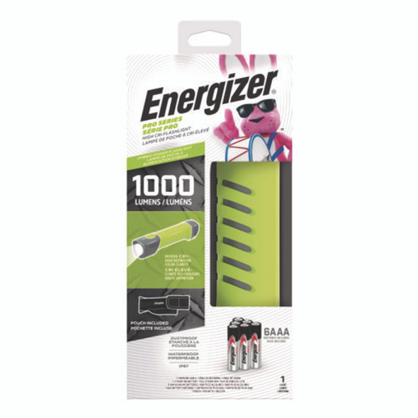 Pro Series Handheld High CRI Flashlight, Rechargeable Lithium Ion/6 AAA Batteries Included, Gray/Green