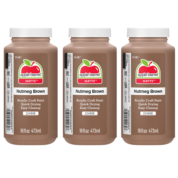 Acrylic Paint Matte, 16oz., Nutmeg Brown, Pack of 3