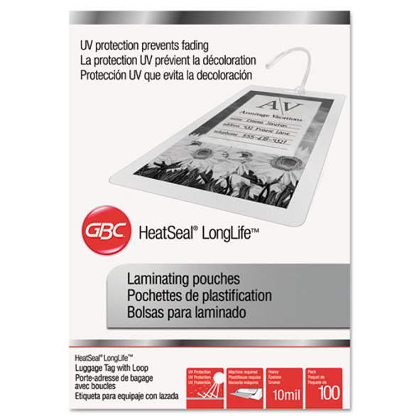 LongLife Thermal Laminating Pouches, 10 mil, 2.5" x 4.25", Gloss Clear, 100/Box