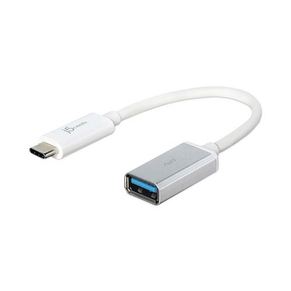USB-C to USB Adapter, 4", Silver/White